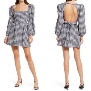 Reformation Brodie Linen Puff Sleeve Dress